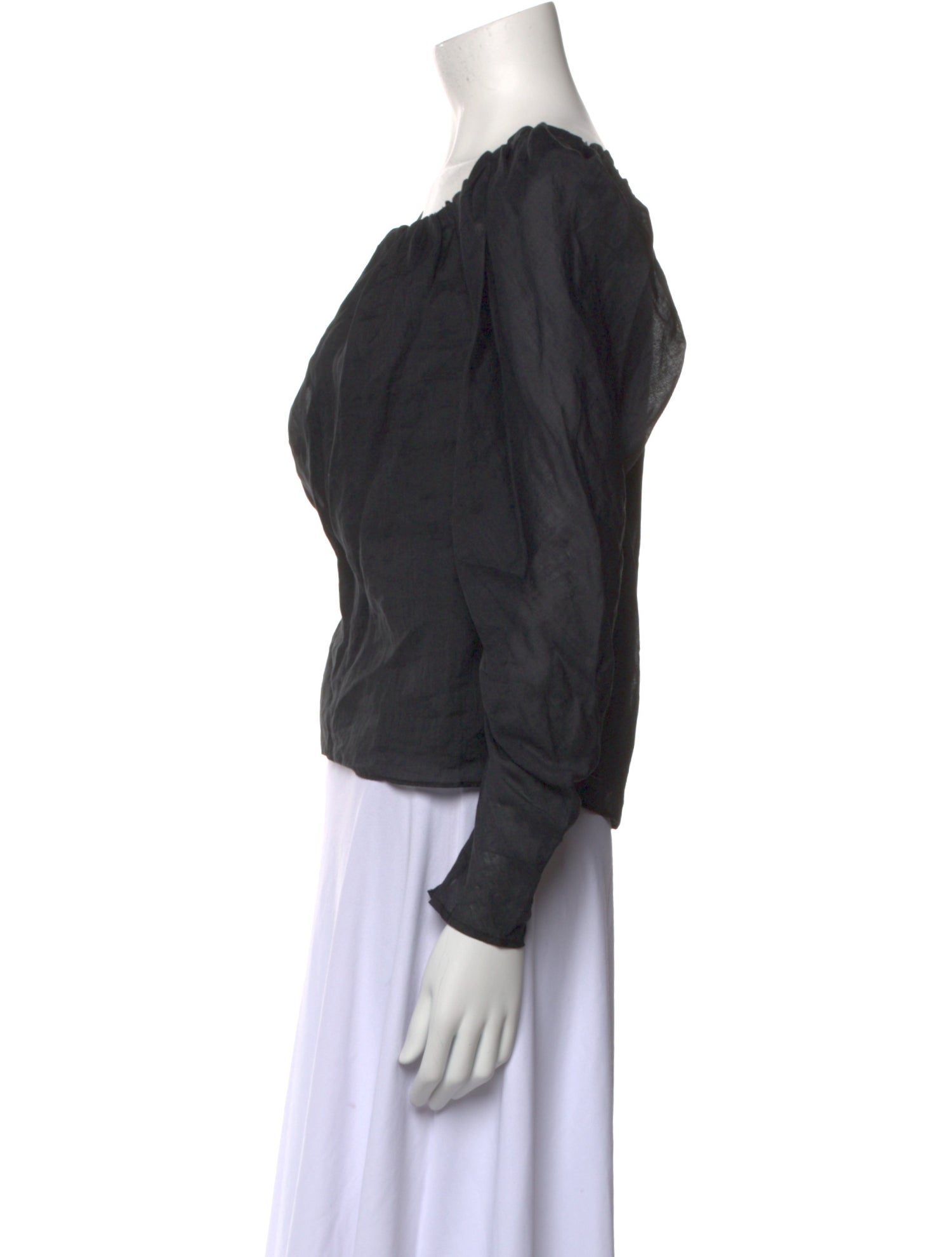 FRAME Square Neckline Long Sleeve Blouse