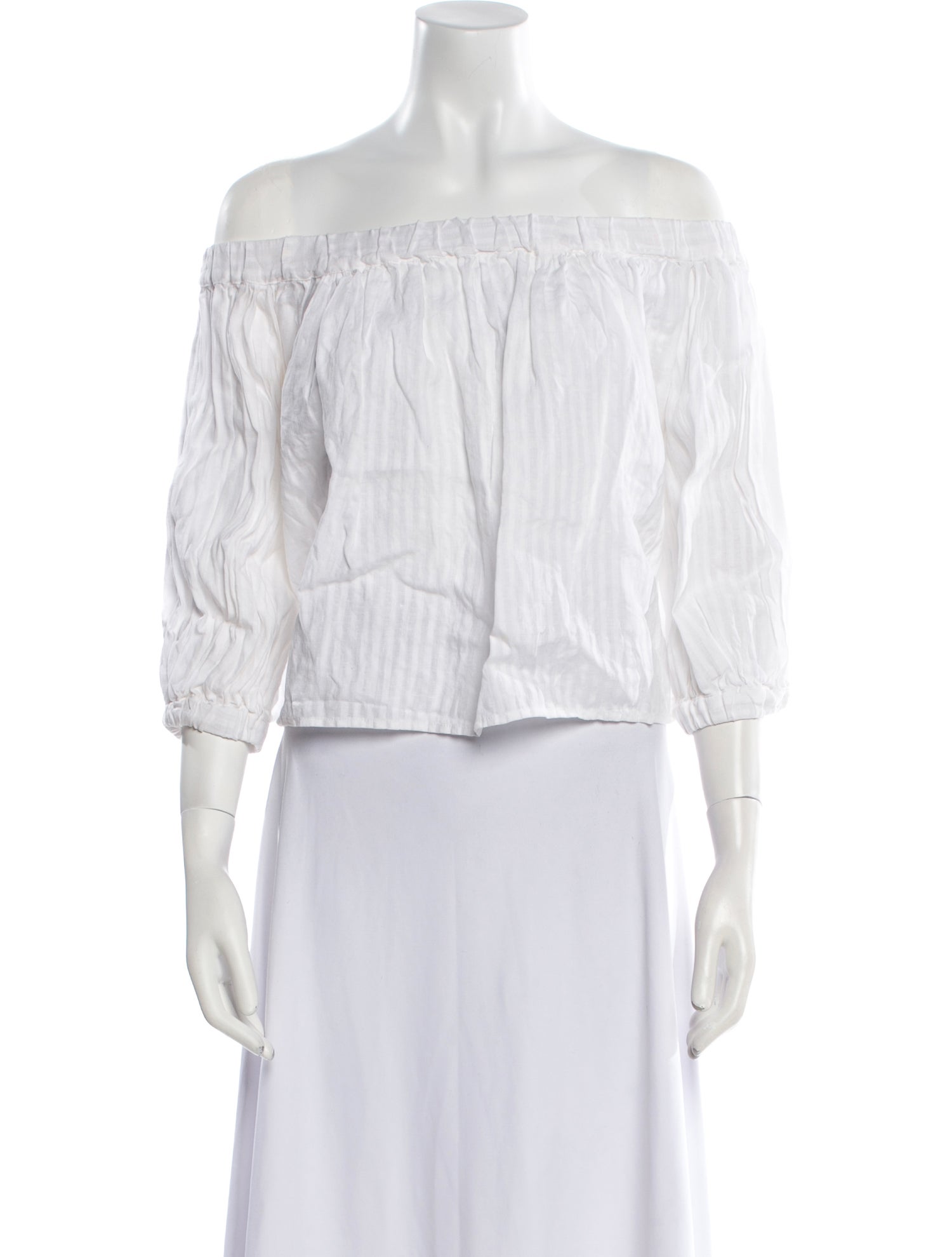 FRAME Linen Striped Crop Top