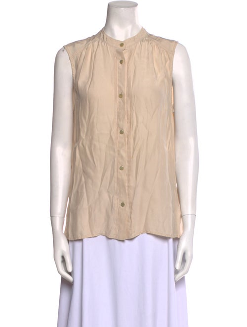 FRAME Silk Crew Neck Button-Up Top