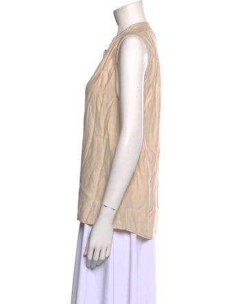 FRAME Silk Crew Neck Button-Up Top