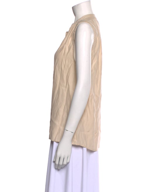 FRAME Silk Crew Neck Button-Up Top