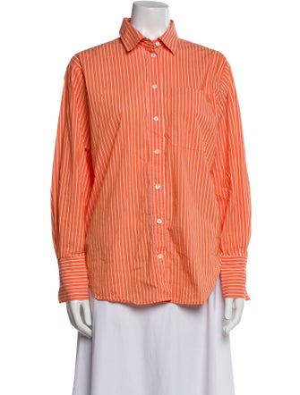 FRAME Striped Long Sleeve Button-Up Top