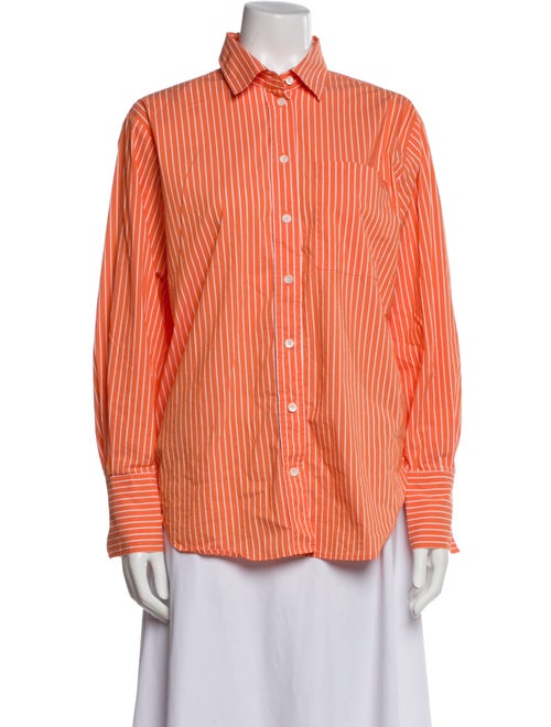 FRAME Striped Long Sleeve Button-Up Top