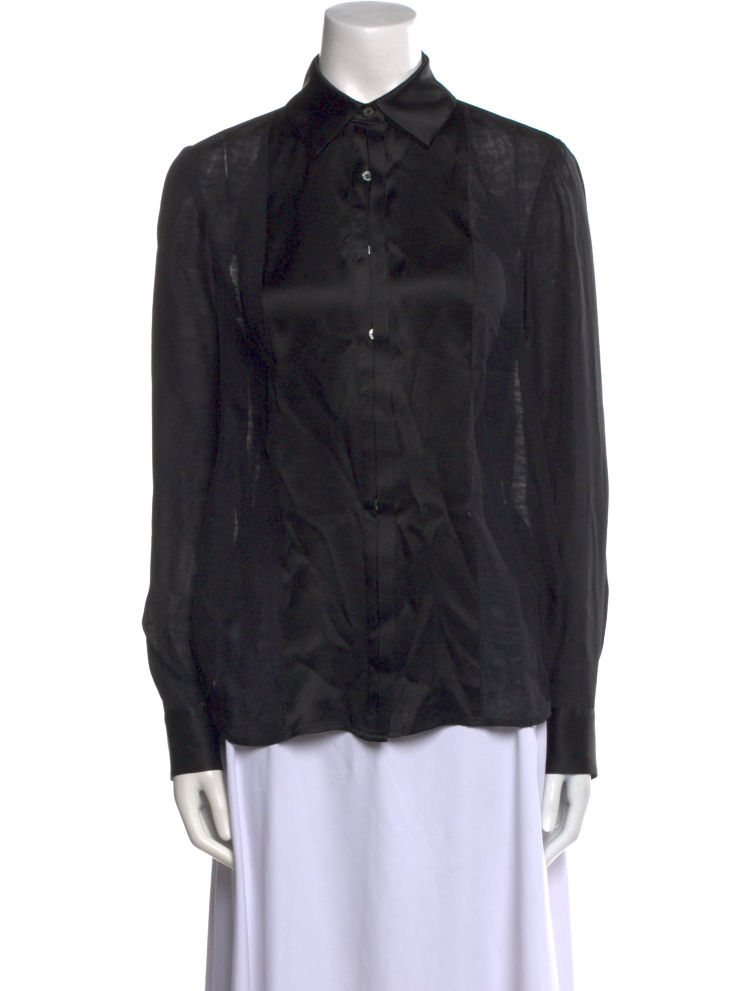 FRAME Silk Long Sleeve Button-Up Top