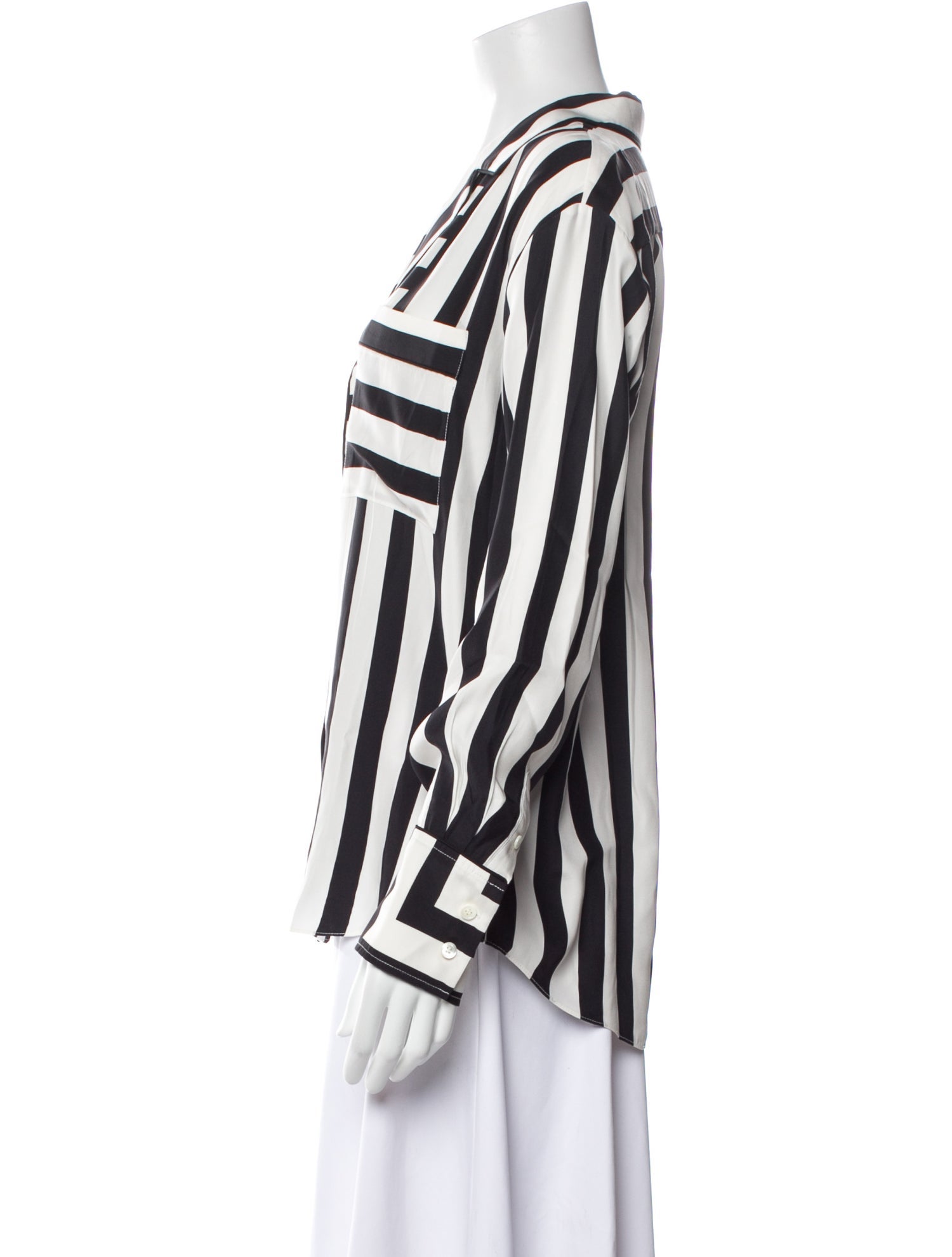 FRAME Silk Striped Button-Up Top