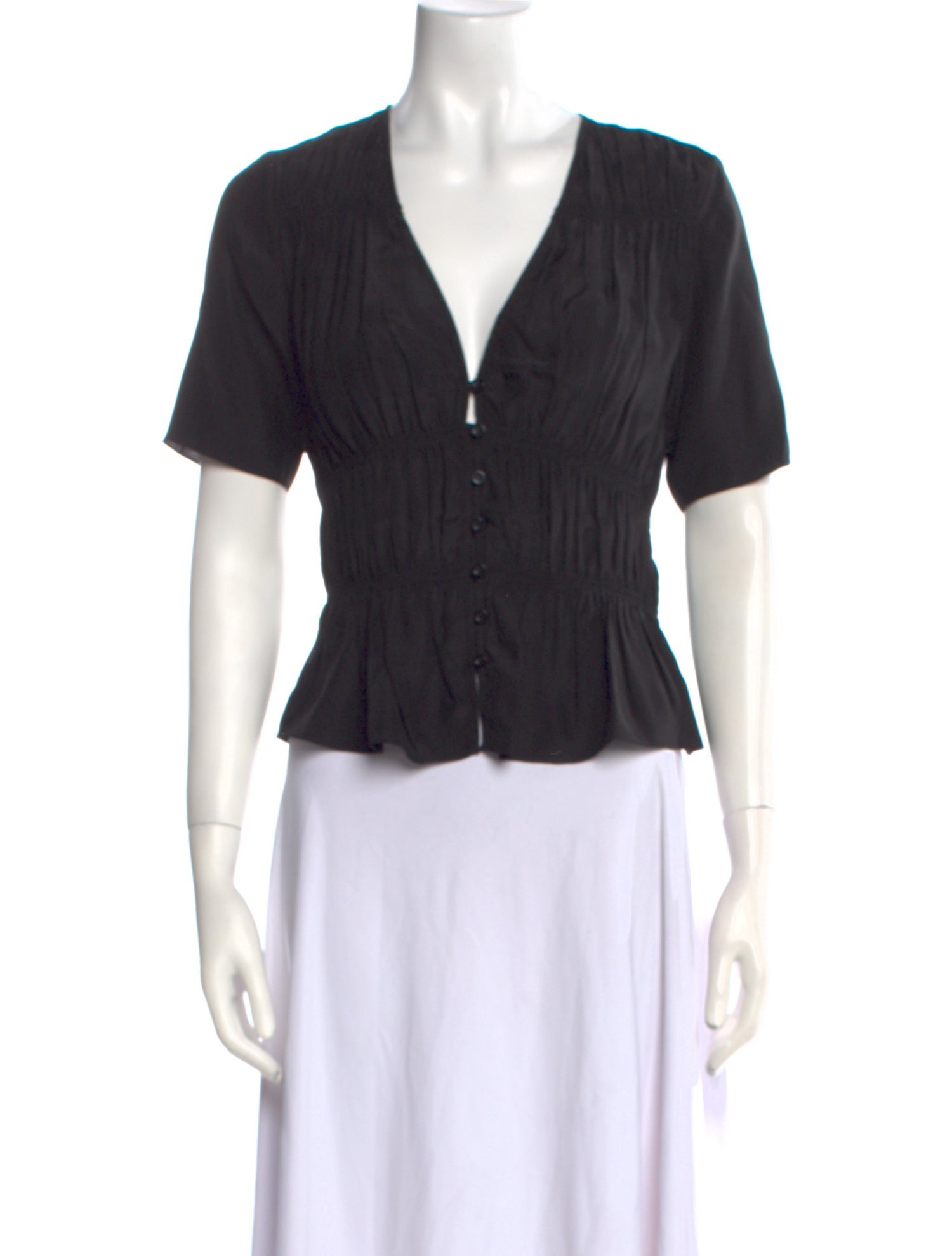 FRAME Silk V-Neck Crop Top