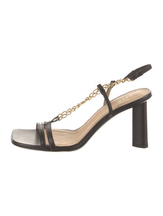 FRAME Leather Chain-Link Accents Slingback Sandals