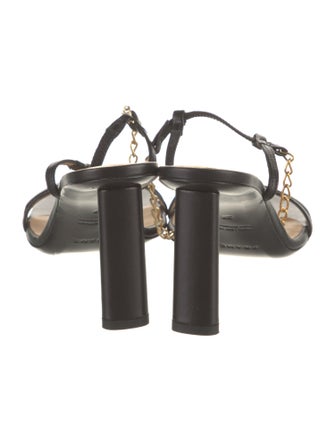 FRAME Leather Chain-Link Accents Slingback Sandals