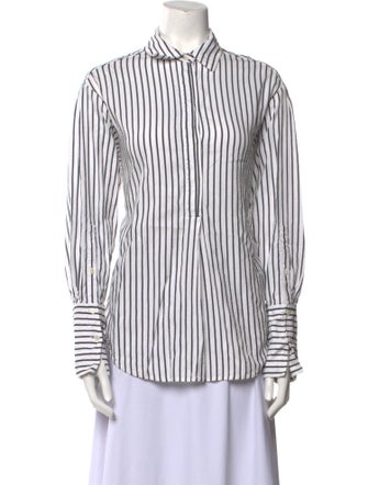 FRAME Striped Long Sleeve Button-Up Top