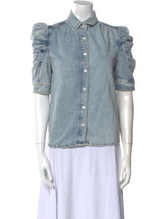 FRAME Three-Quarter Sleeve Button-Up Top