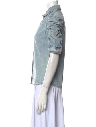 FRAME Three-Quarter Sleeve Button-Up Top