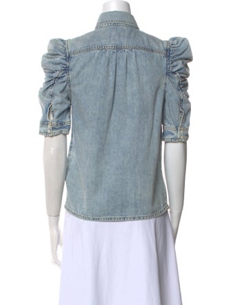 FRAME Three-Quarter Sleeve Button-Up Top