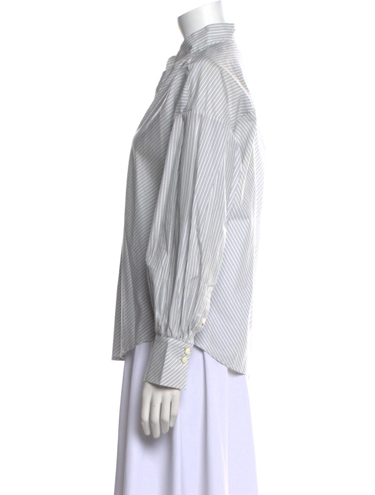 FRAME Striped V-Neck Button-Up Top