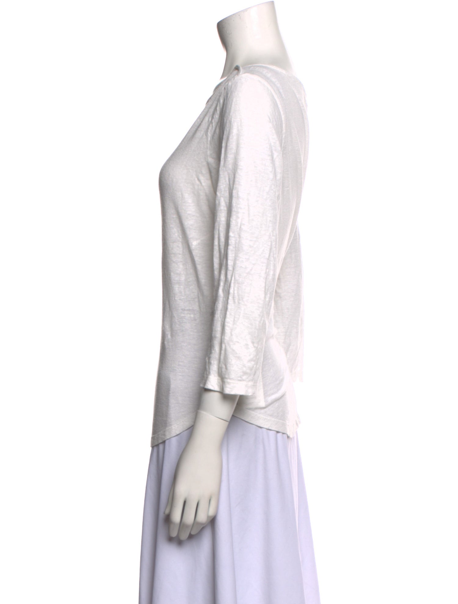FRAME Linen Bateau Neckline T-Shirt