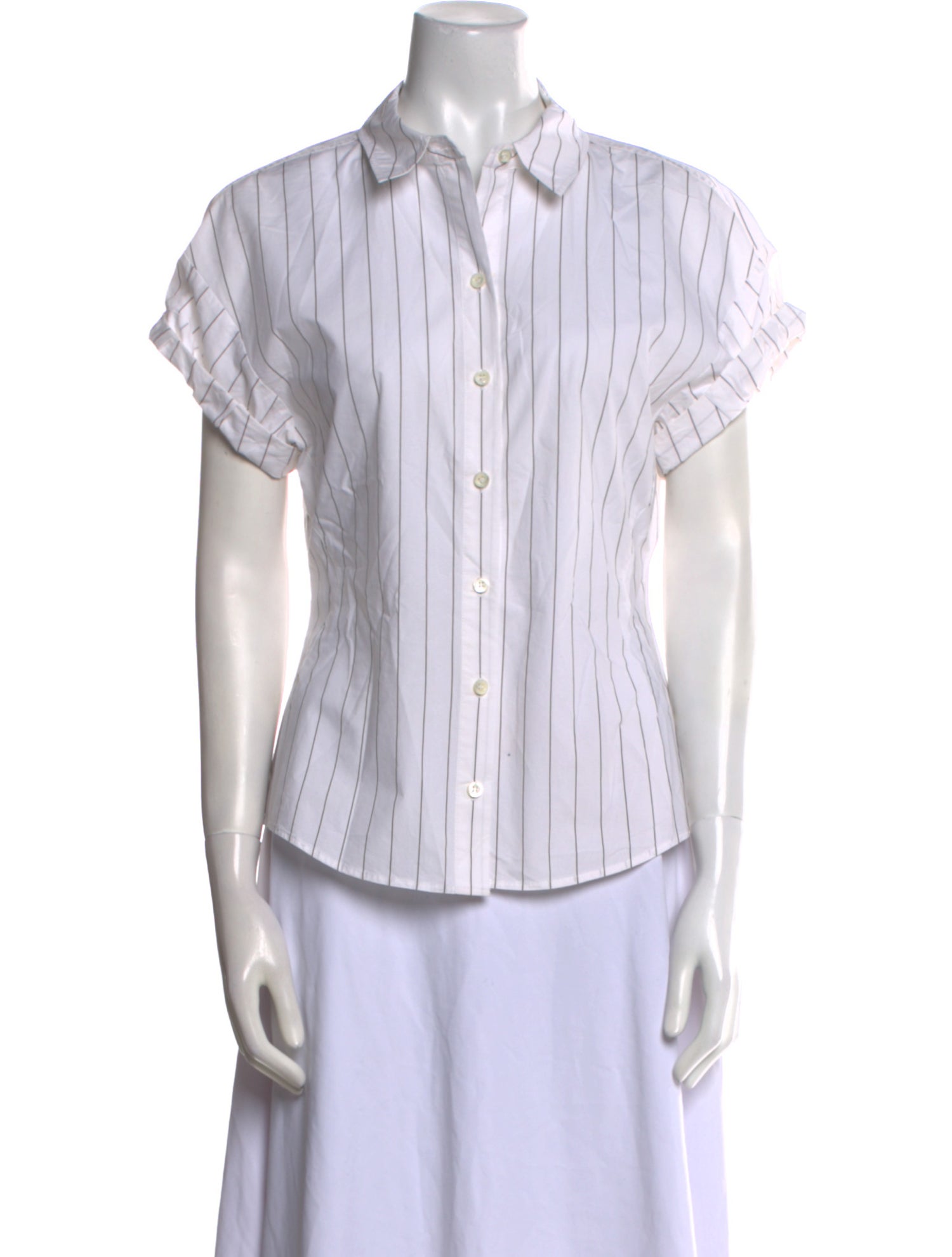 FRAME Striped Short Sleeve Button-Up Top