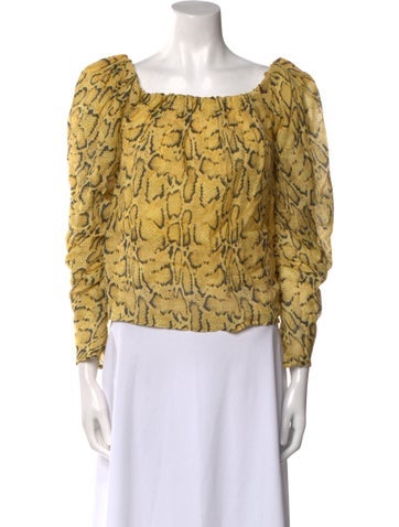 Frame Tops Printed Square Neckline Blouse XS