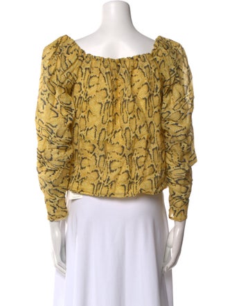 FRAME Printed Square Neckline Blouse