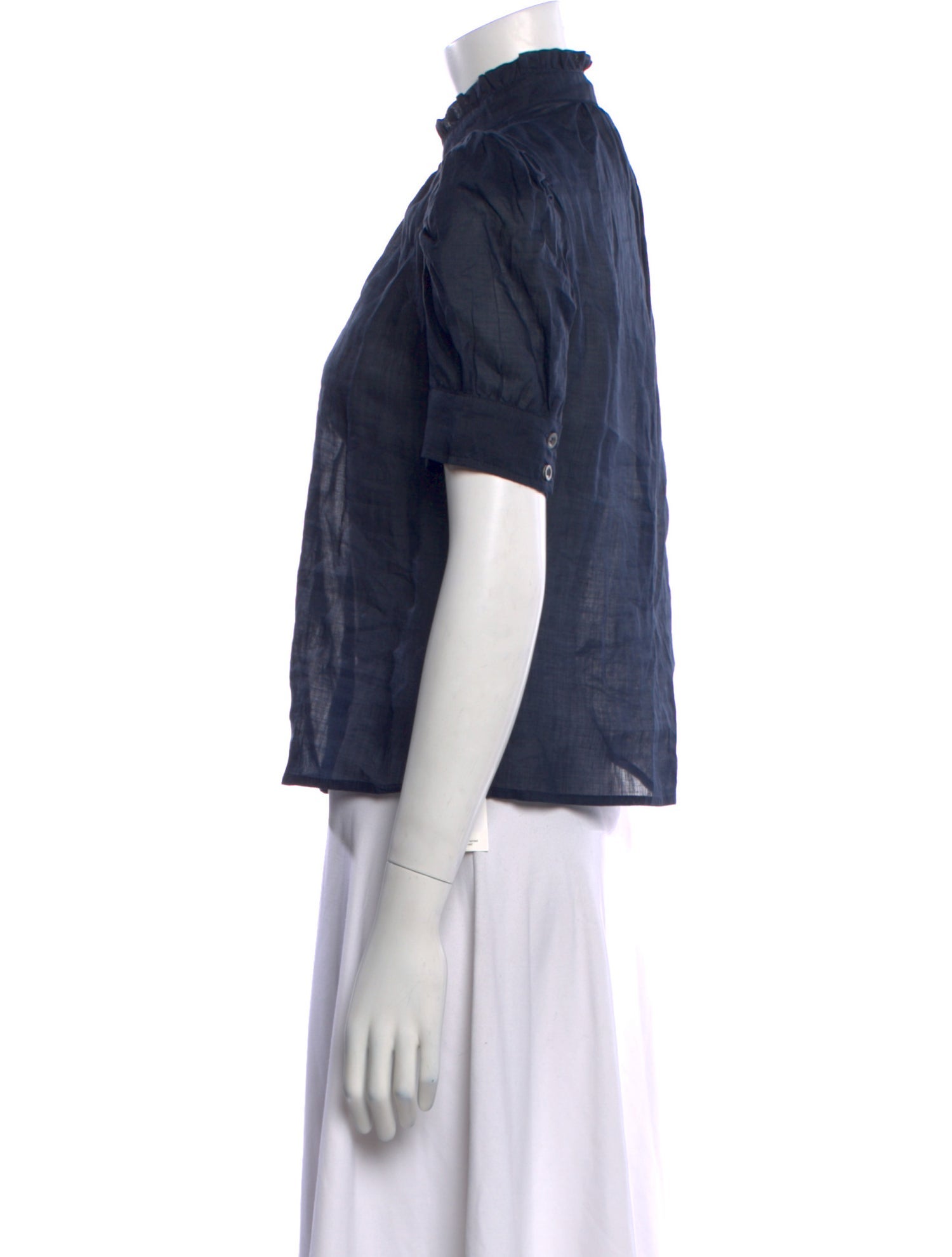 FRAME Mock Neck Short Sleeve Blouse