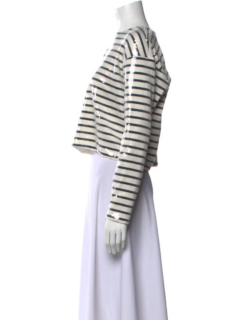 FRAME Striped Crew Neck Crop Top