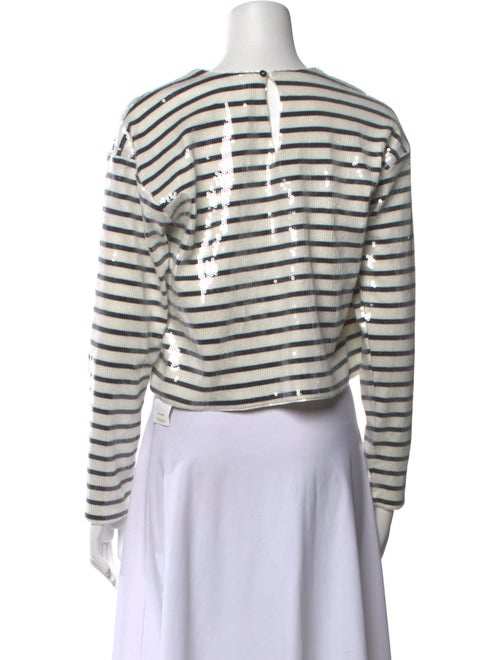 FRAME Striped Crew Neck Crop Top