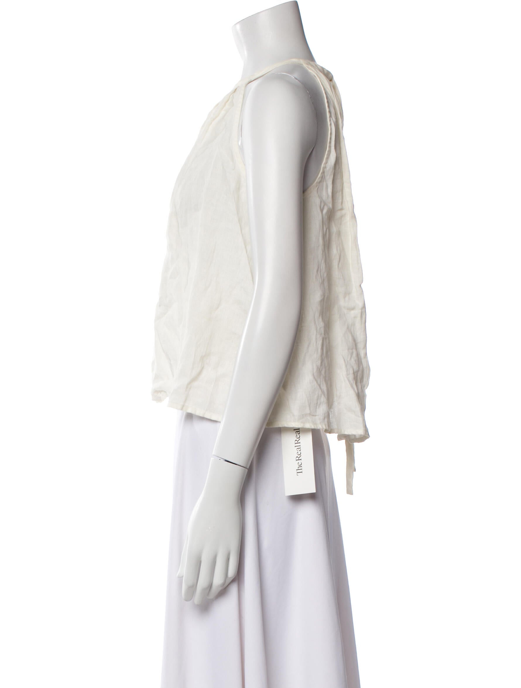 FRAME Linen Halterneck Crop Top