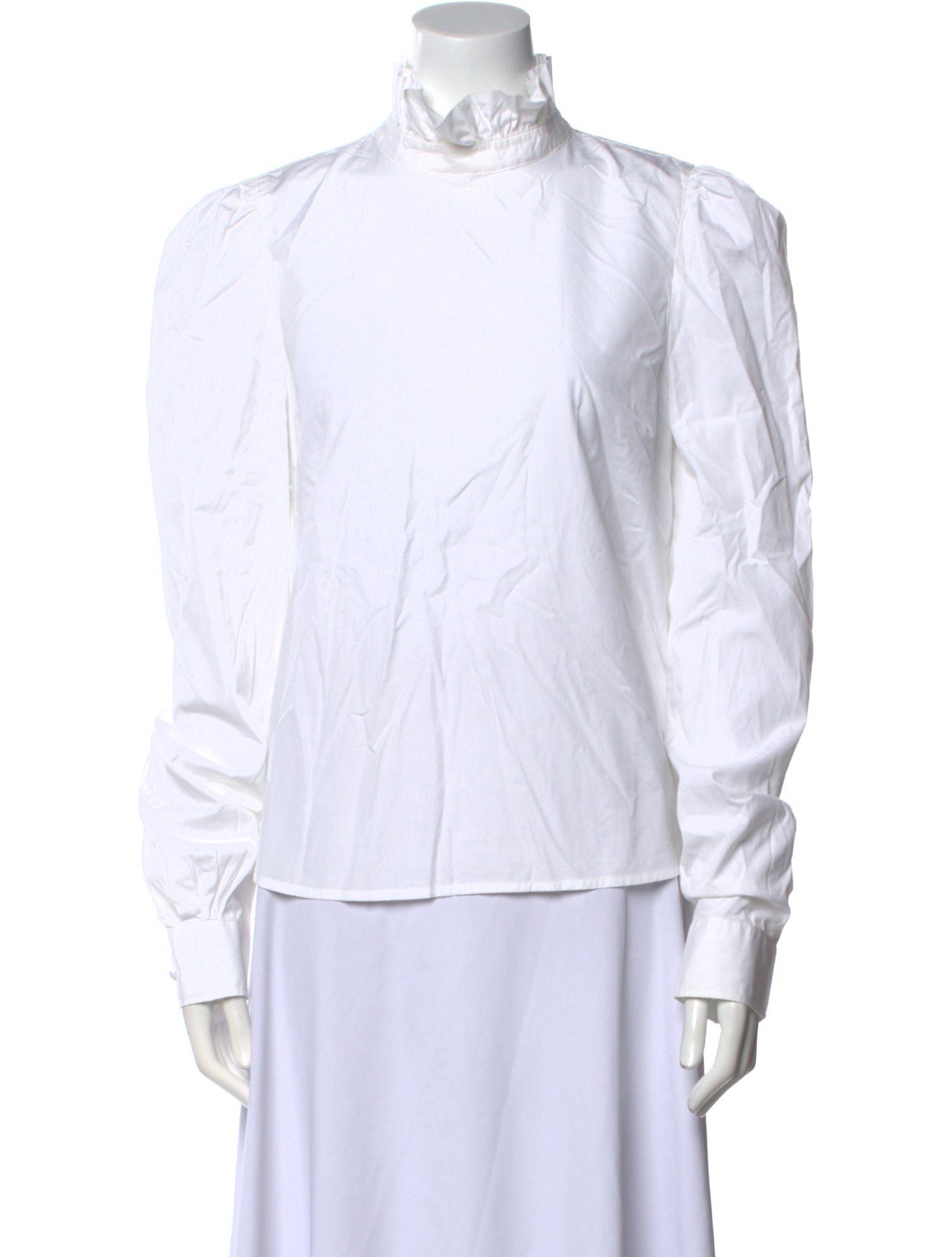 FRAME Mock Neck Long Sleeve Button-Up Top