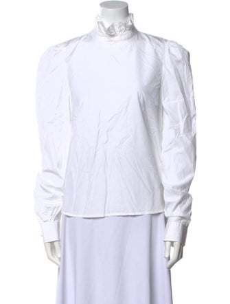 FRAME Mock Neck Long Sleeve Button-Up Top