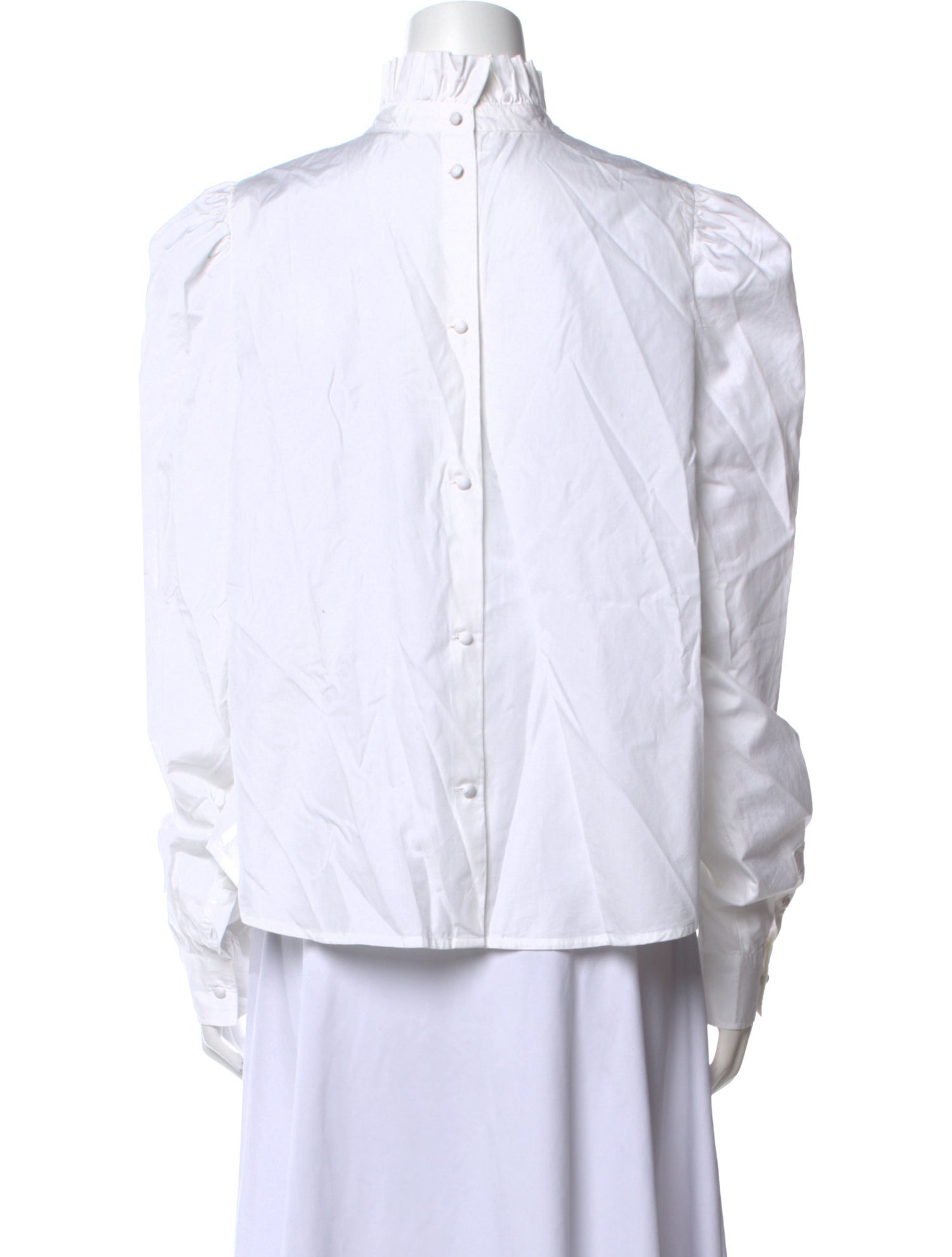 FRAME Mock Neck Long Sleeve Button-Up Top