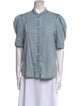 FRAME Mock Neck Short Sleeve Button-Up Top
