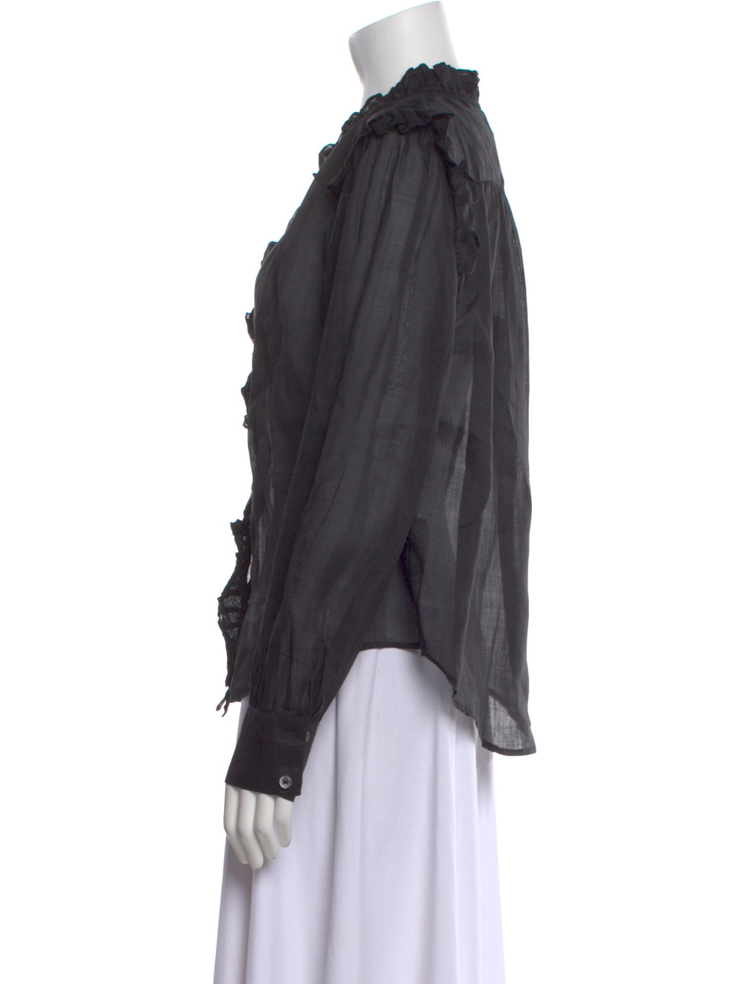 FRAME V-Neck Long Sleeve Button-Up Top