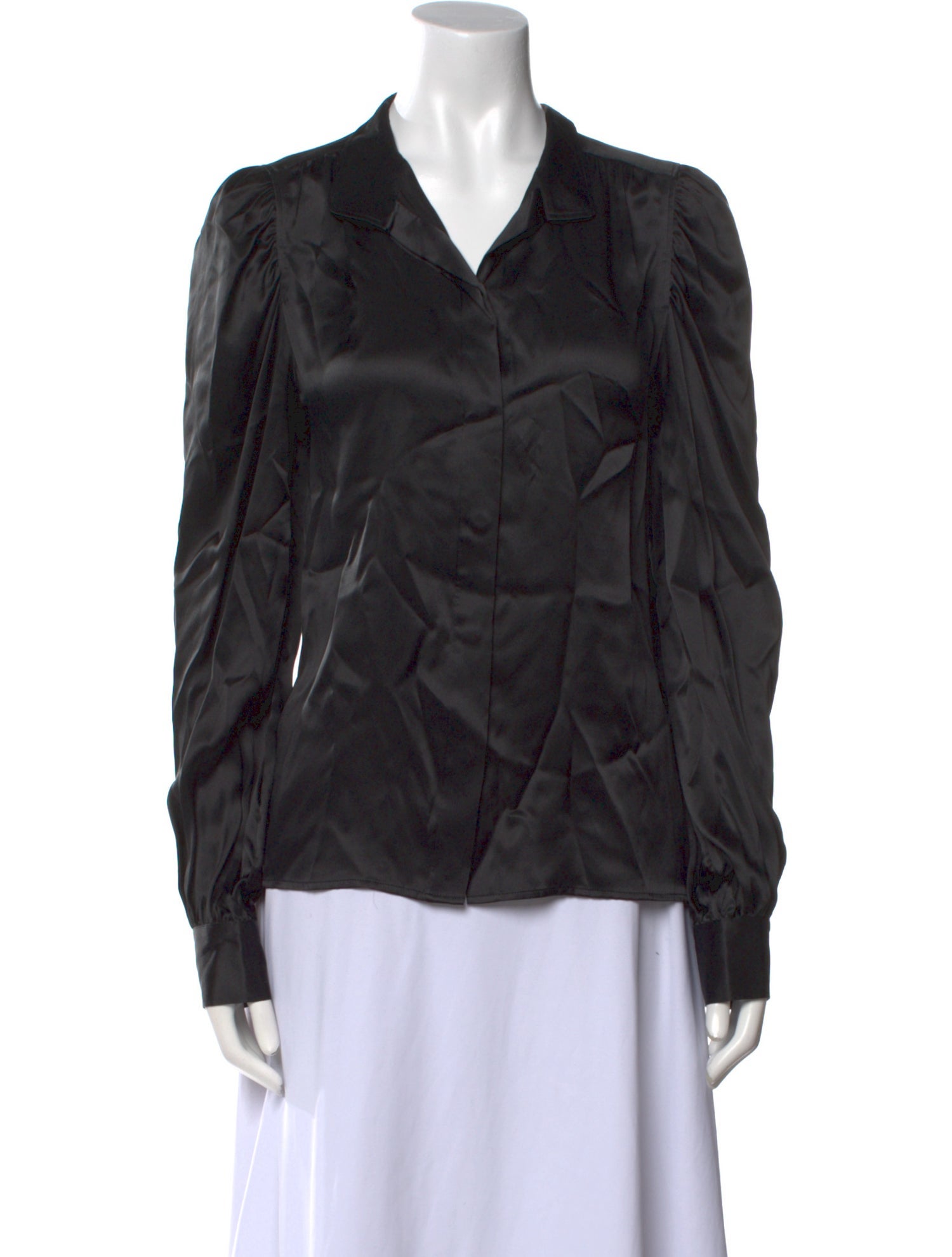 FRAME Silk Long Sleeve Button-Up Top