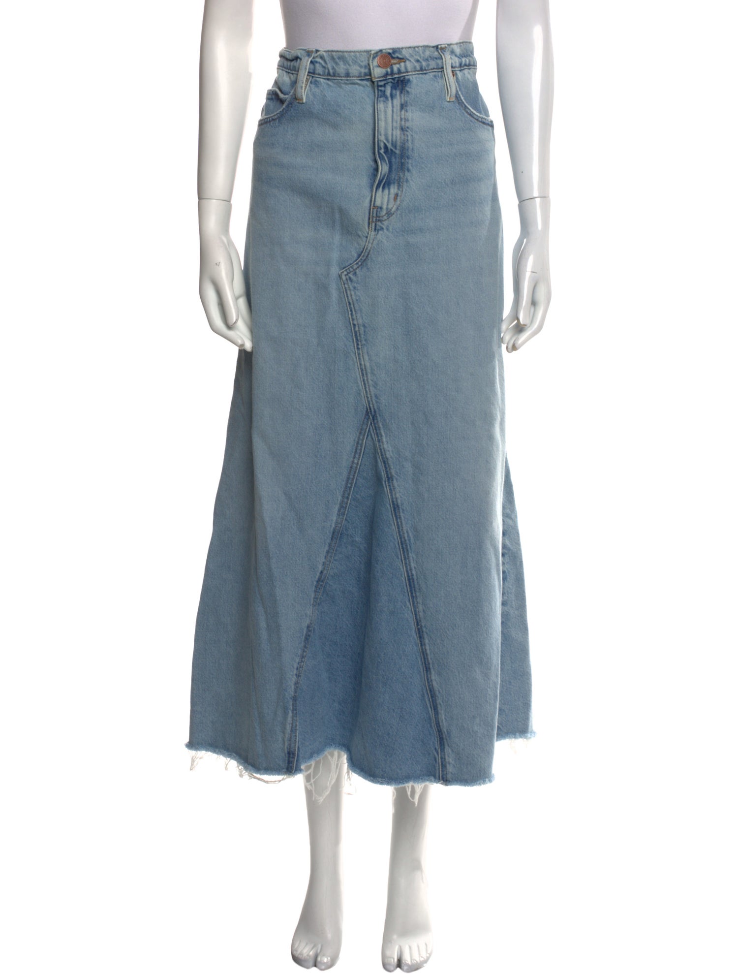 FRAME Raw-Edge Trim Midi Length Skirt