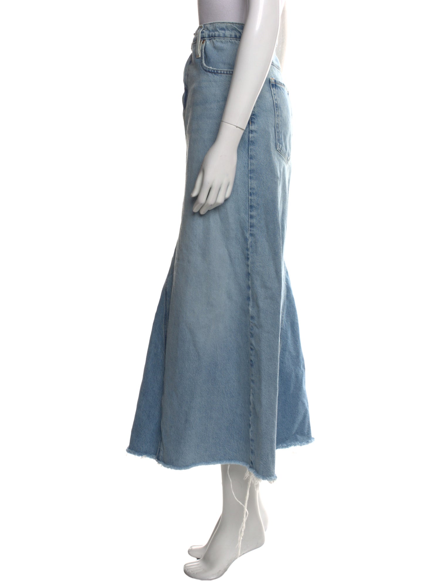 FRAME Raw-Edge Trim Midi Length Skirt