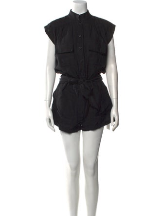 FRAME Linen Mock Neck Romper