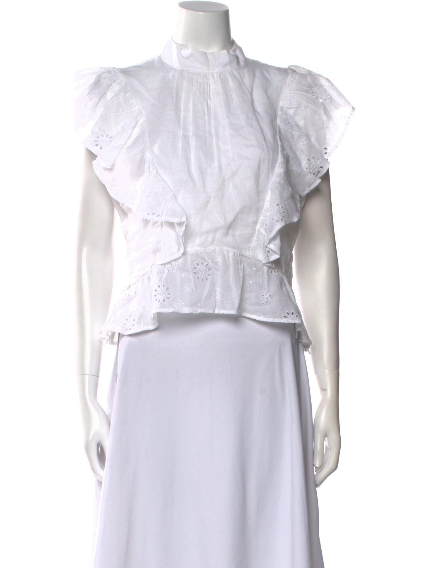 FRAME Linen Mock Neck Crop Top