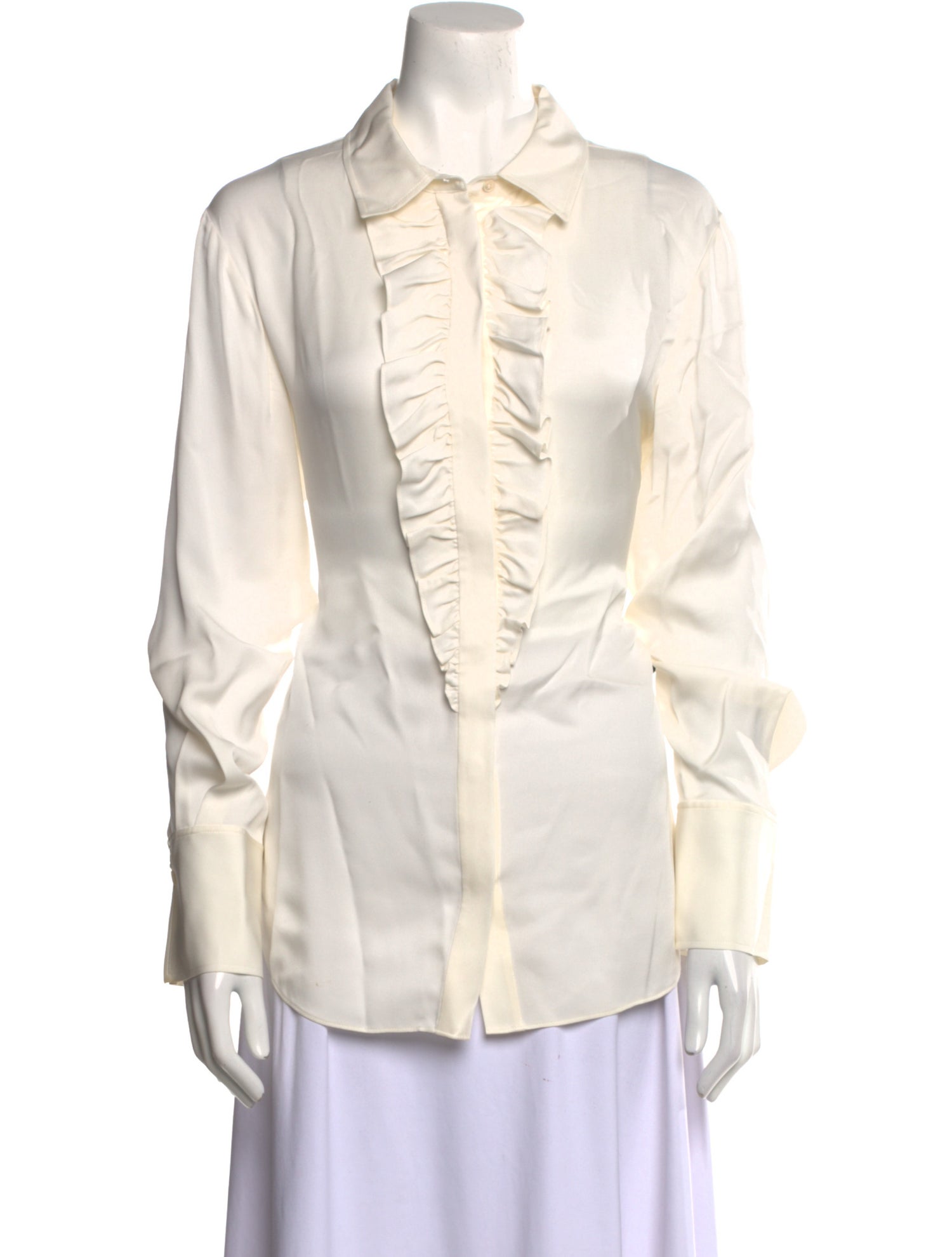 FRAME Silk Long Sleeve Button-Up Top