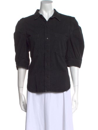 FRAME Three-Quarter Sleeve Button-Up Top