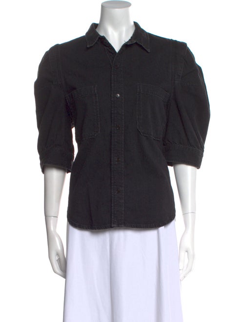 FRAME Three-Quarter Sleeve Button-Up Top