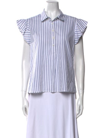 FRAME Striped Short Sleeve Button-Up Top