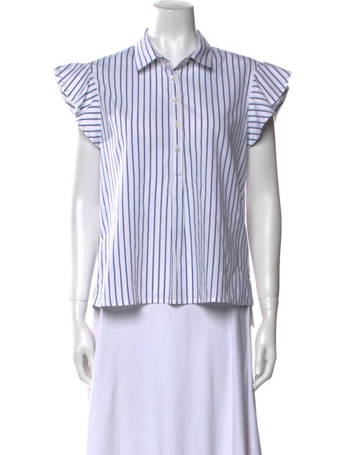 FRAME Striped Short Sleeve Button-Up Top