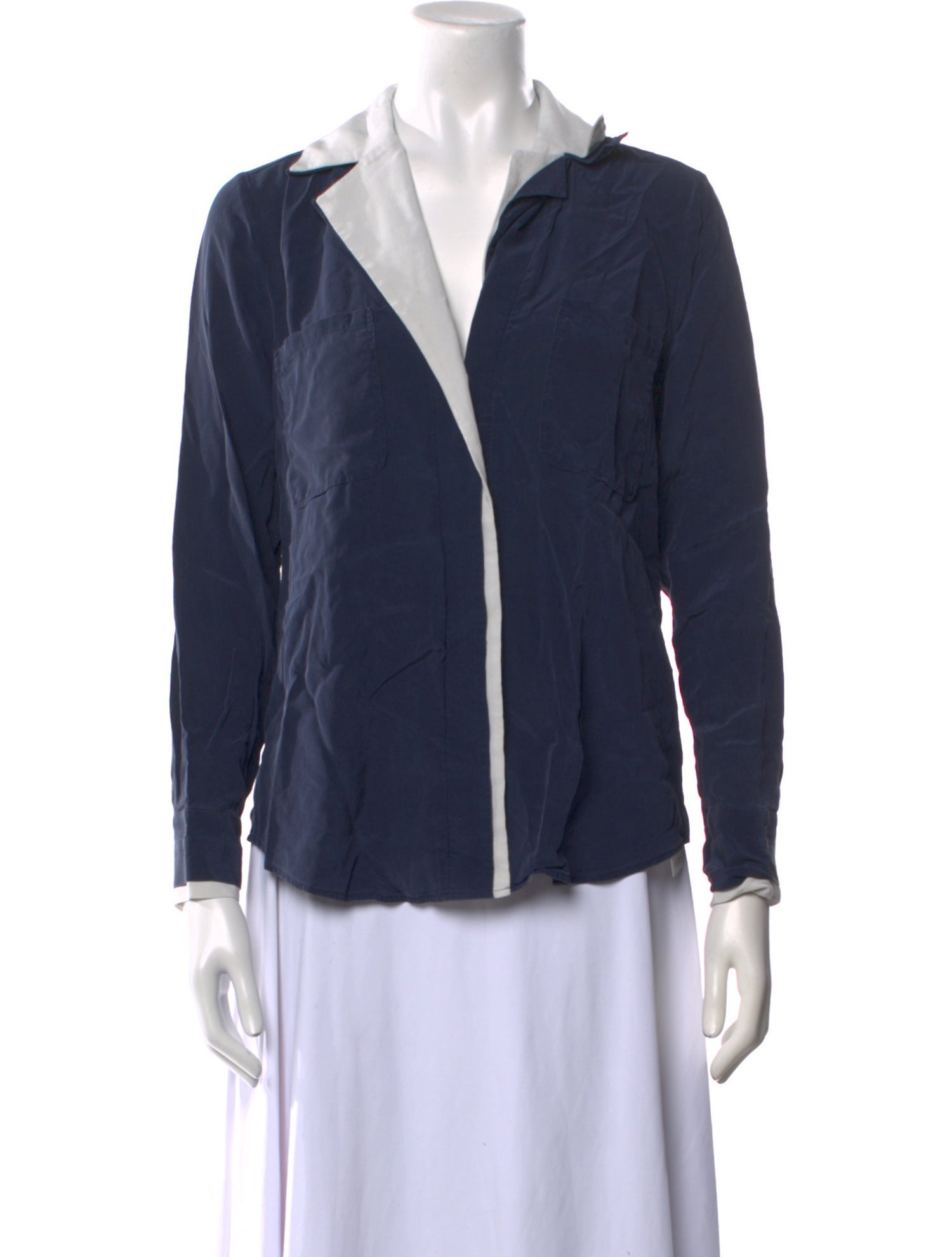 FRAME Silk Long Sleeve Button-Up Top