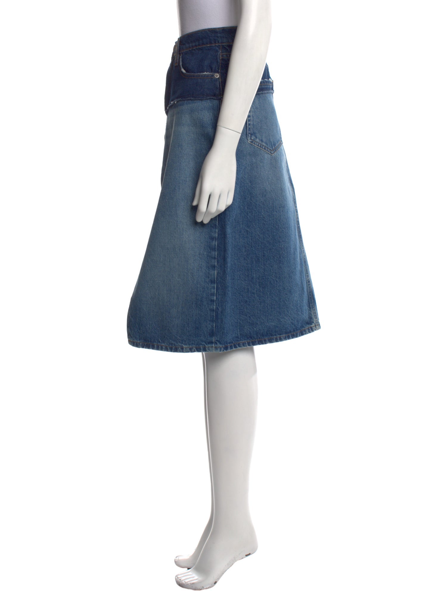 FRAME Distressed Accents Knee-Length Skirt