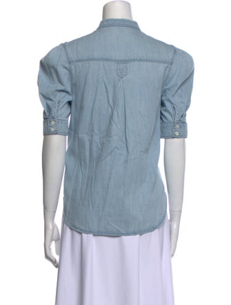 FRAME Mock Neck Short Sleeve Button-Up Top