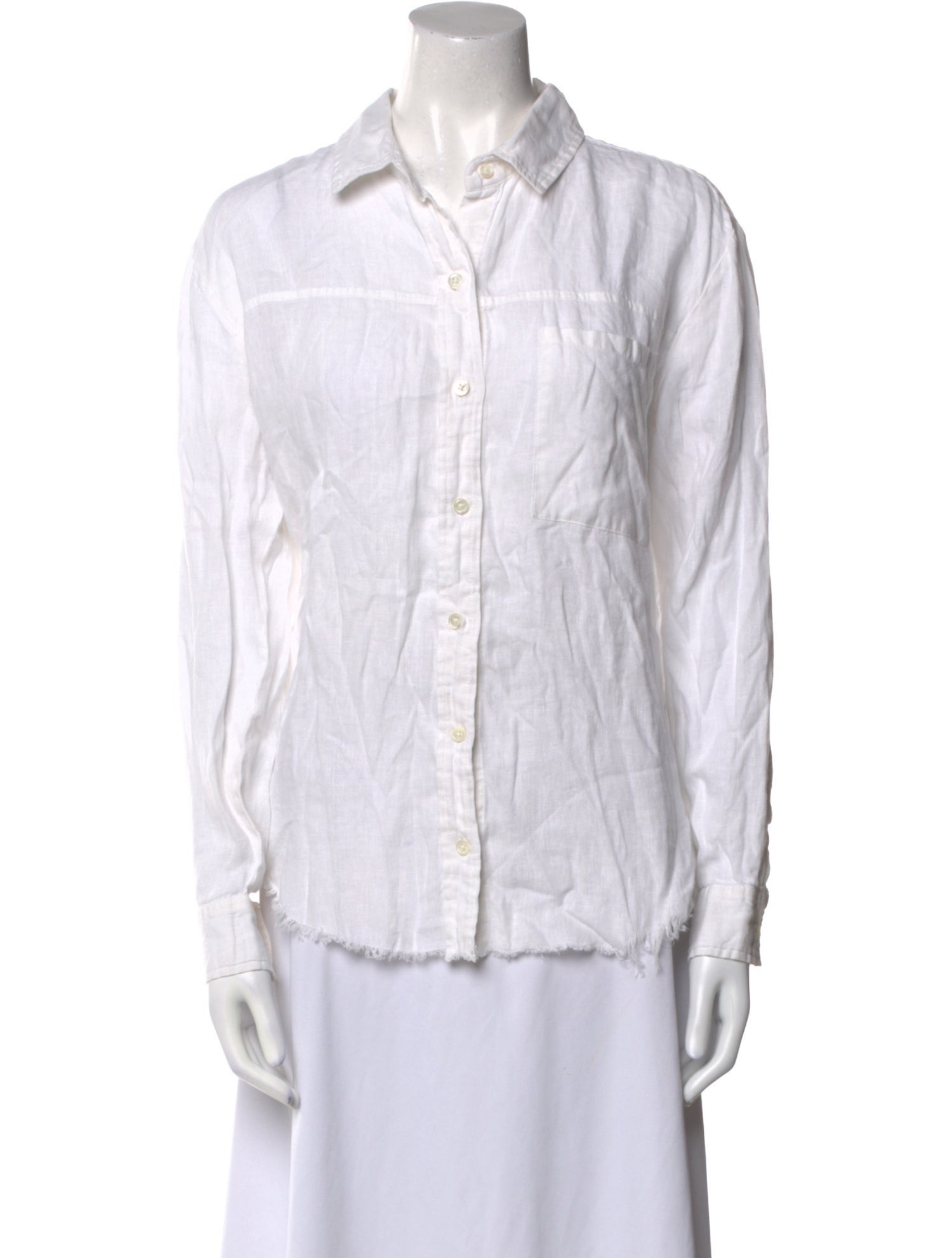 FRAME Linen Long Sleeve Button-Up Top