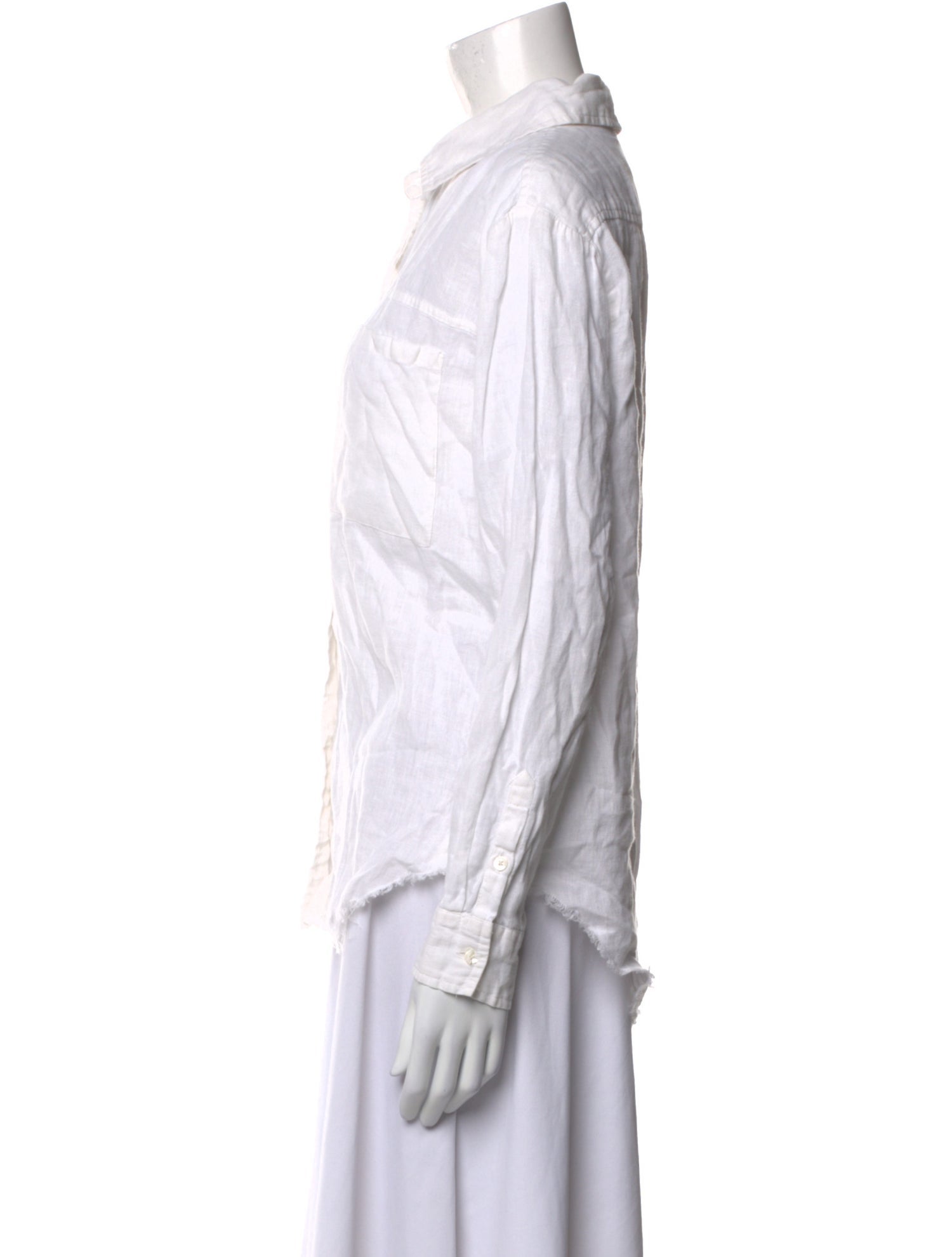 FRAME Linen Long Sleeve Button-Up Top