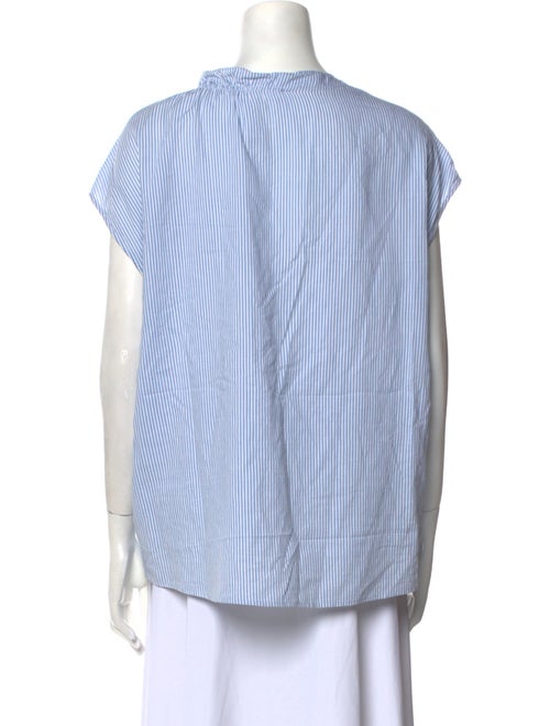 FRAME Striped V-Neck Button-Up Top