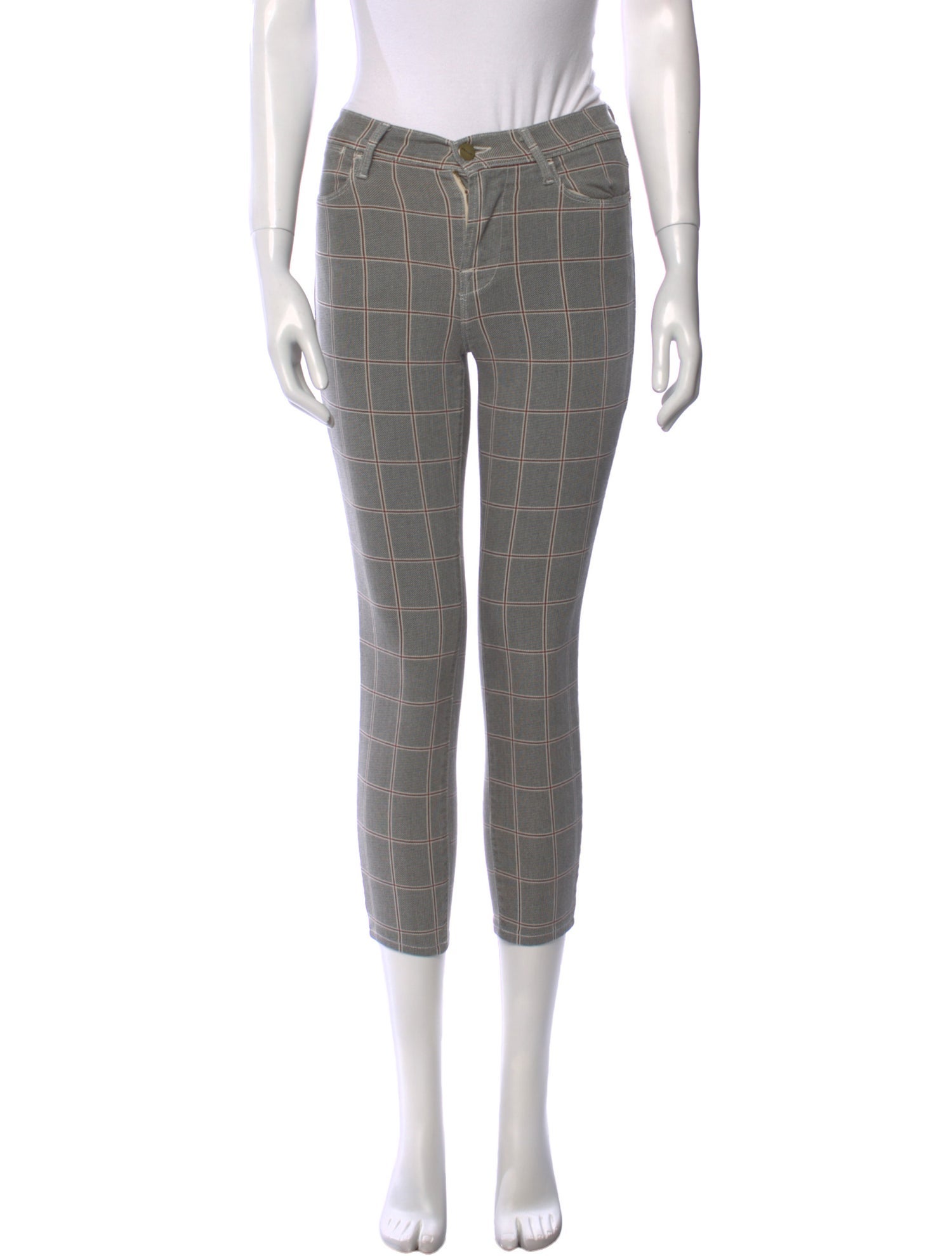 FRAME Plaid Print Skinny Leg Pants