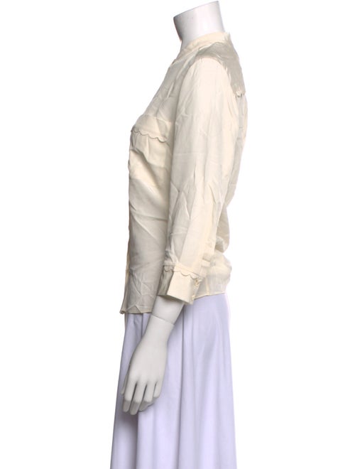 FRAME Silk Mock Neck Button-Up Top