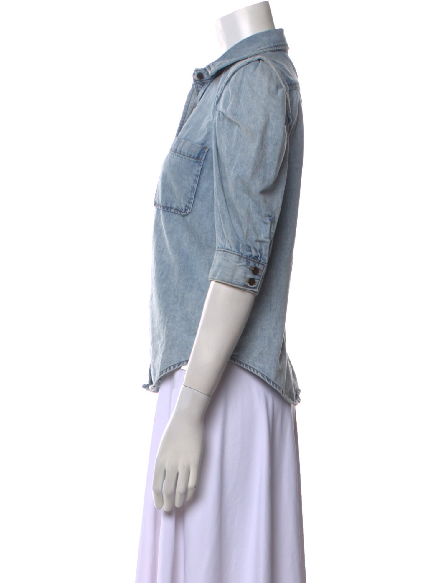 FRAME Three-Quarter Sleeve Button-Up Top