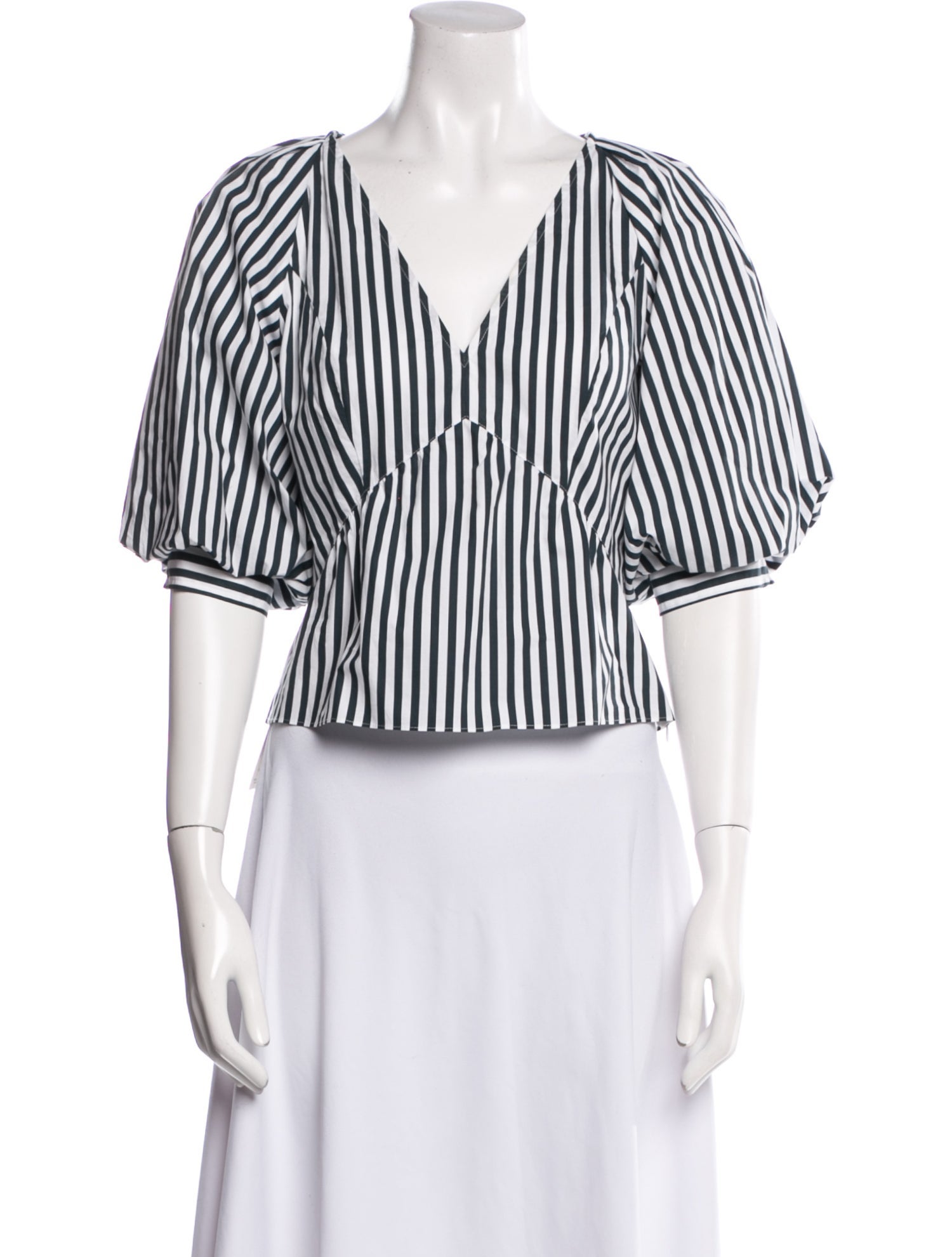 FRAME Striped V-Neck Crop Top